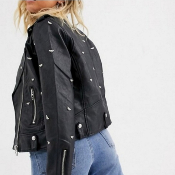 Blank NYC Black Dragonfly Vegan Leather Moto Jacket Size XS - Picture 6 of 9